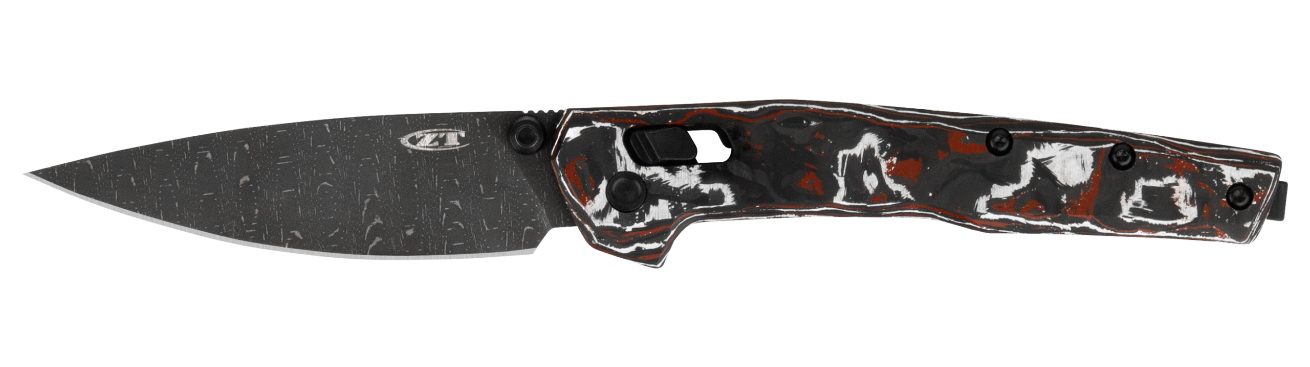 ZT0117VFDAM - Vegas Forge Damascus - Red & White Carbon Fiber Handles