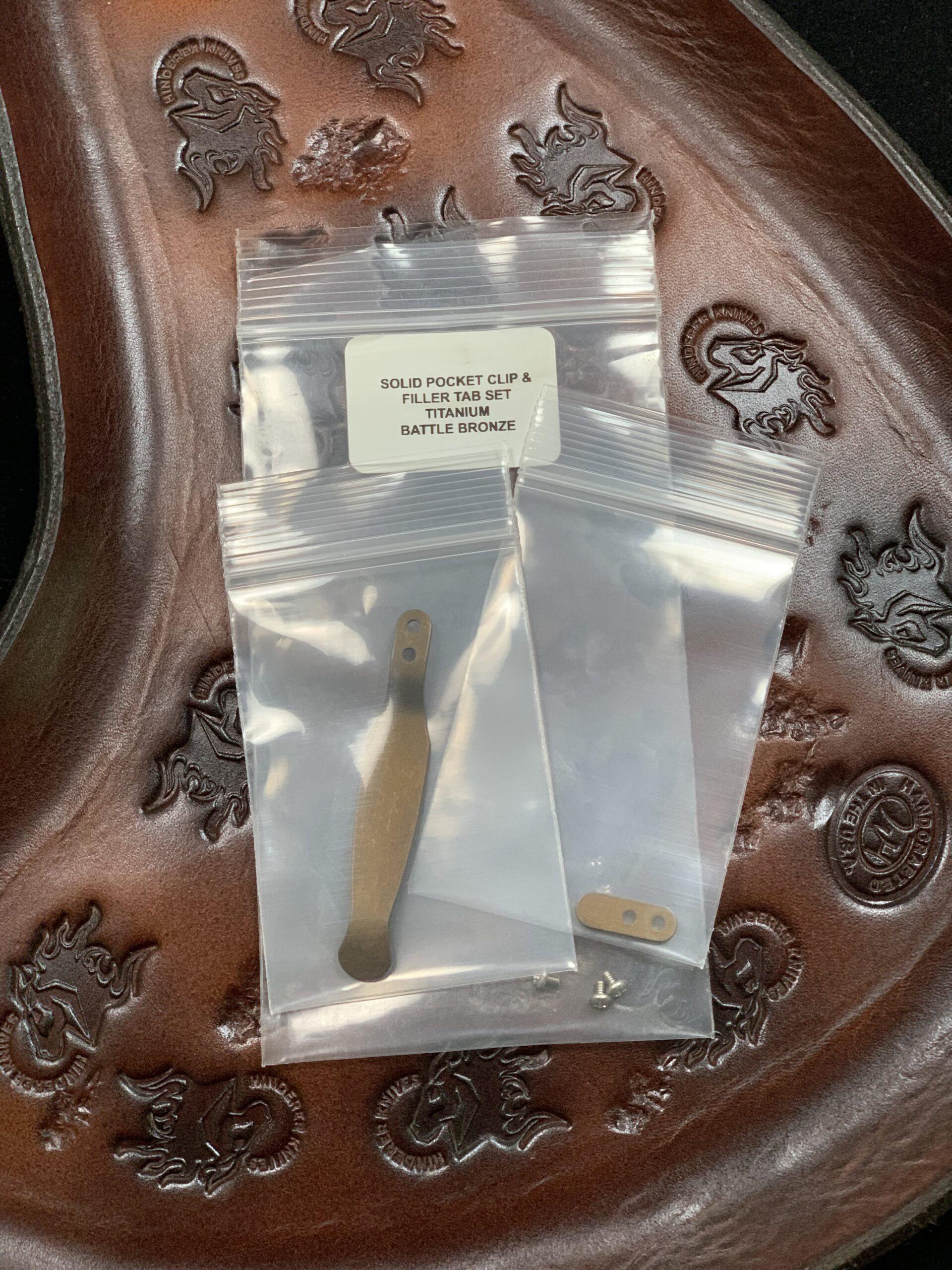 Hinderer Solid Pocket Clip and Filler Tab Set – Titanium Battle Bronze