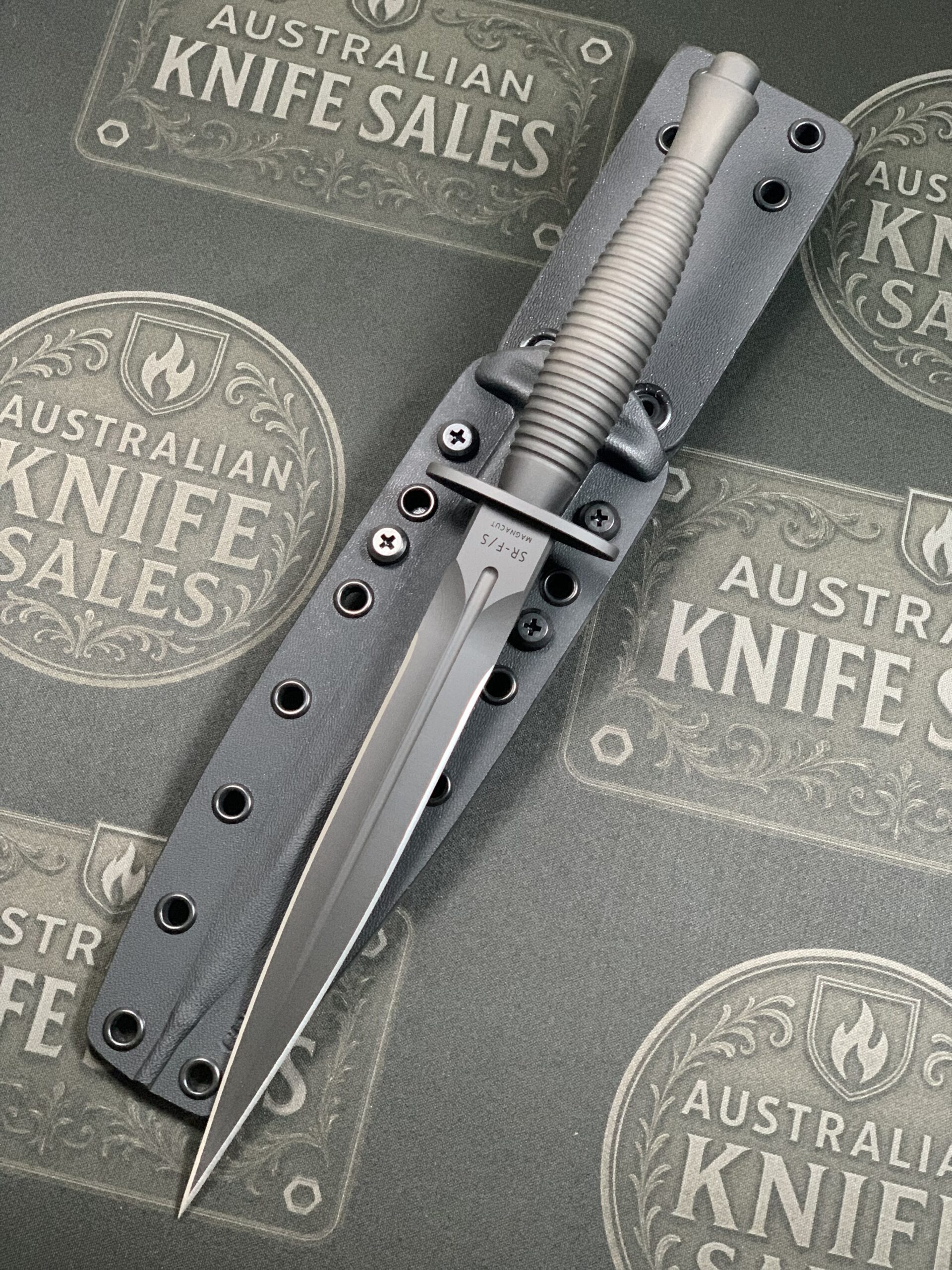 Spartan Ronin F/S Dagger Black Blade CPM Magnacut - Black Handle - Black Kydex Sheath