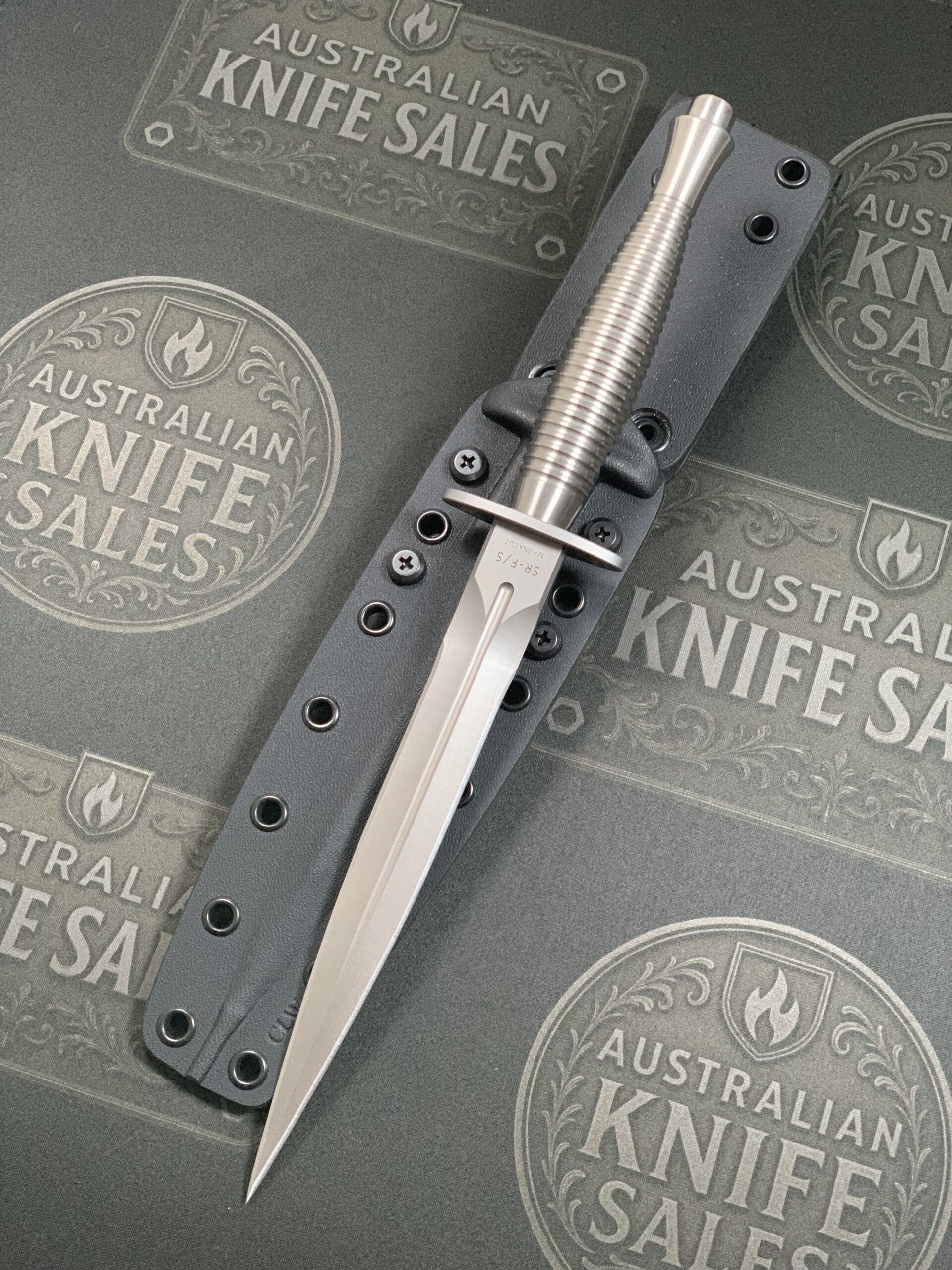 Spartan Ronin F/S Dagger Satin Blade CPM Magnacut – Satin Handle – Black Kydex Sheath