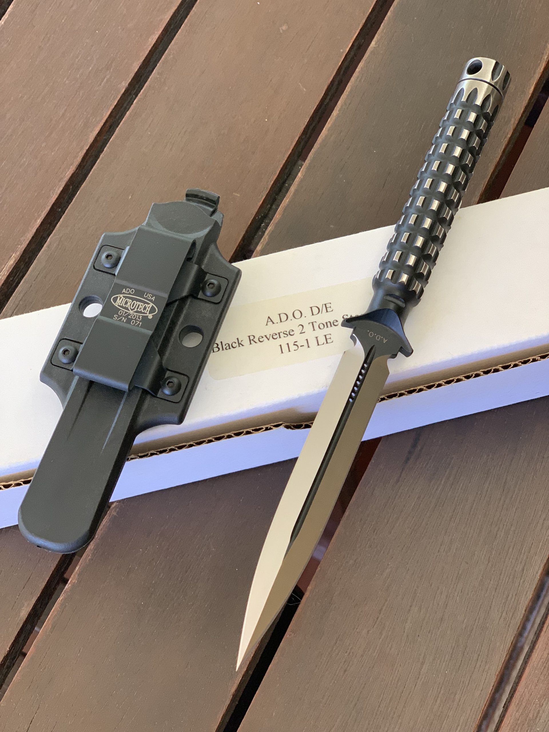 PRE-OWNED Microtech A.D.O Fixed Blade D/E Black Reverse 2 Tone Standard Limited Edition 115-1LE