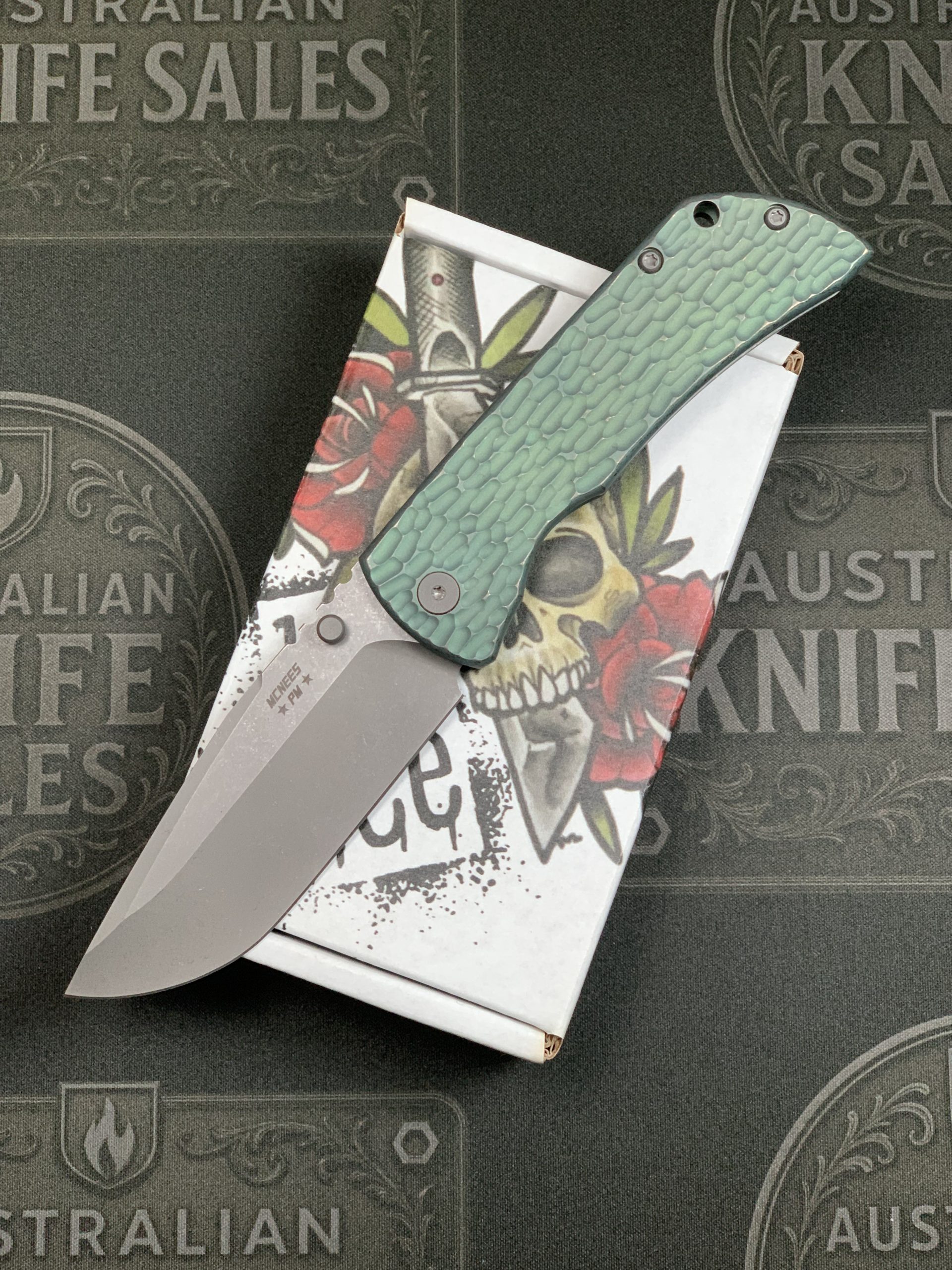 McNees PM MAC2 3.5″ – Atomic Teal Jig Titanium – Stonewashed Hardware