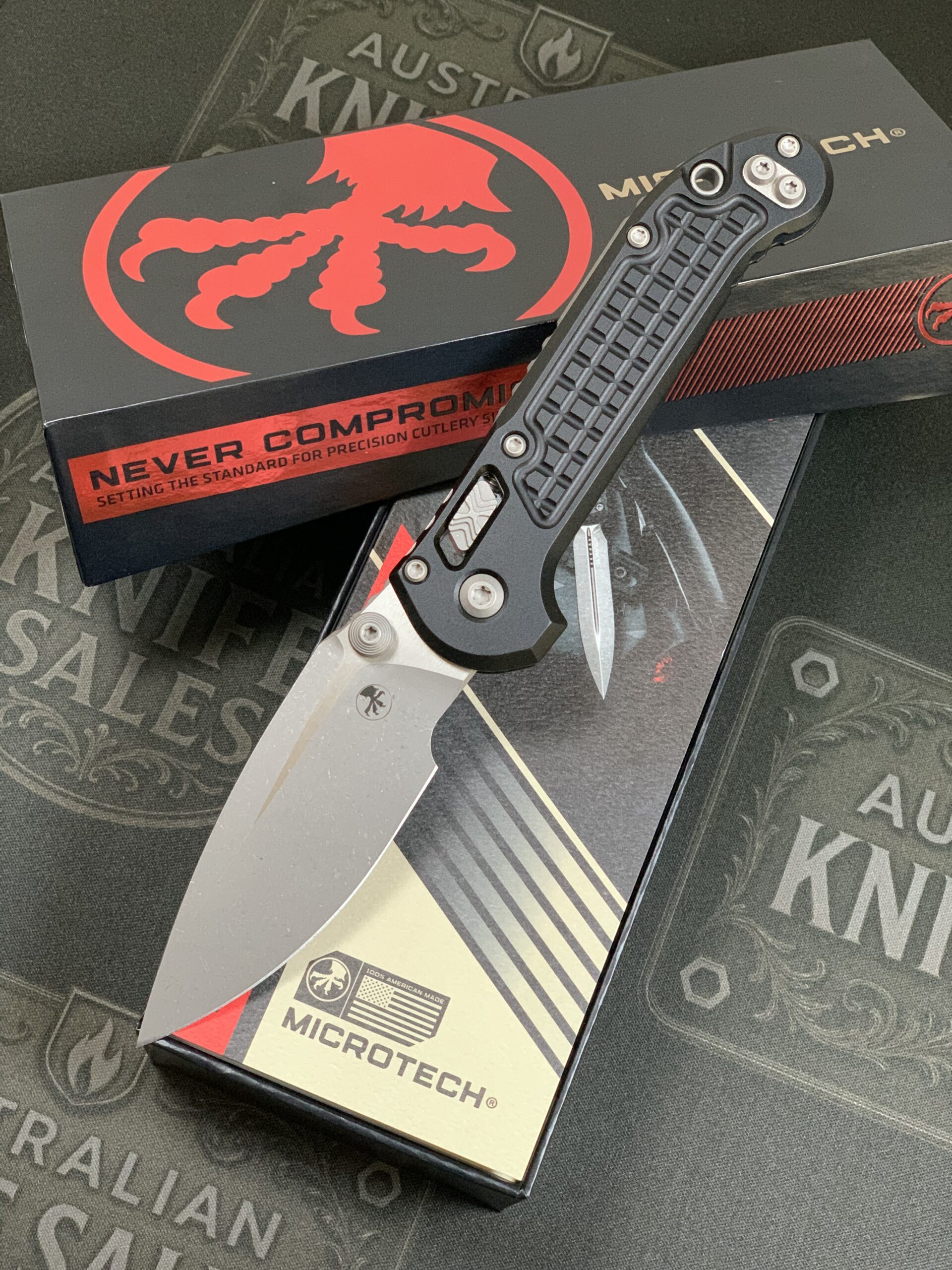 Microtech LUDT S/E Ram-Lok Apocalyptic – Black Frag Aluminum Handles