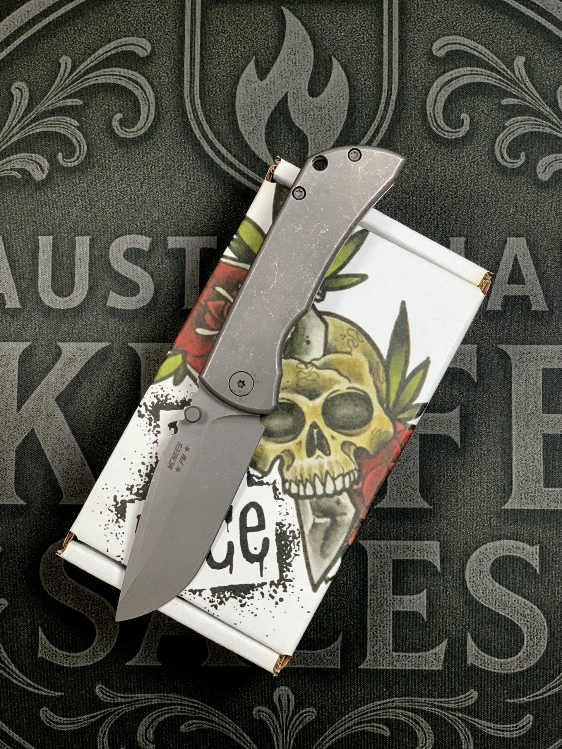 McNees PM Mac 2 3" - Hollow Grind - Atomic Stonewash Titanium - Stonewashed Hardware